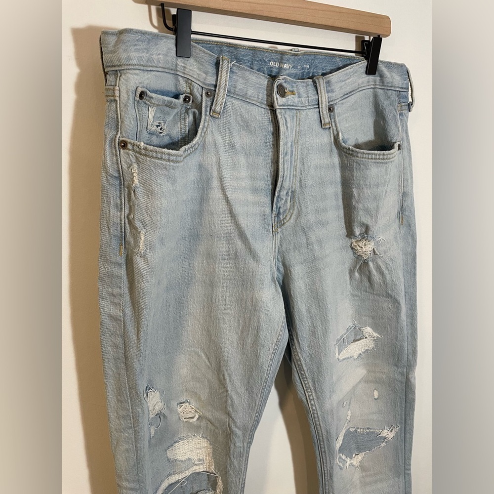 Old Navy Light Wash Distressed Denim Jeans Men’s Size 36x32 Slim - Picture 3 of 7